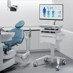 Mount-It! MedHub Mobile Medical Cart Workstation with Drawers, Monitor arm, and Locking Caster Wheels, White/Grey (MI-16026)