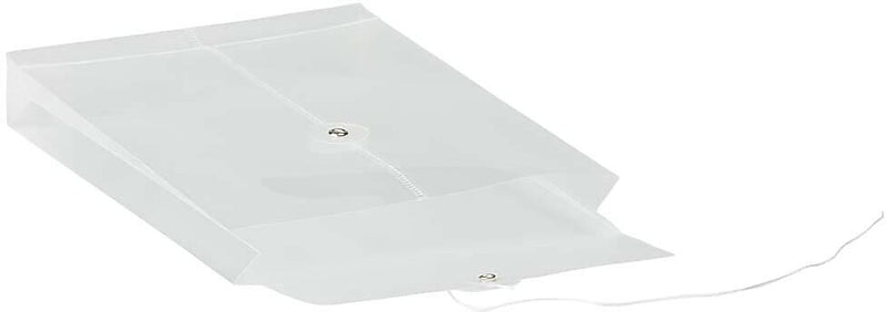 JAM Paper Premium Plastic Filing Envelope with Button & String Closure, Clear, 3/Pack (472B1CLX3)