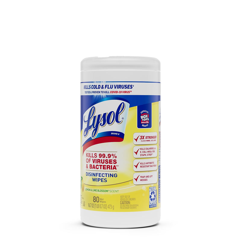 Lysol Disinfecting Wipes, Lemon & Lime Blossom, 80 Wipes/Pack (1920077182)