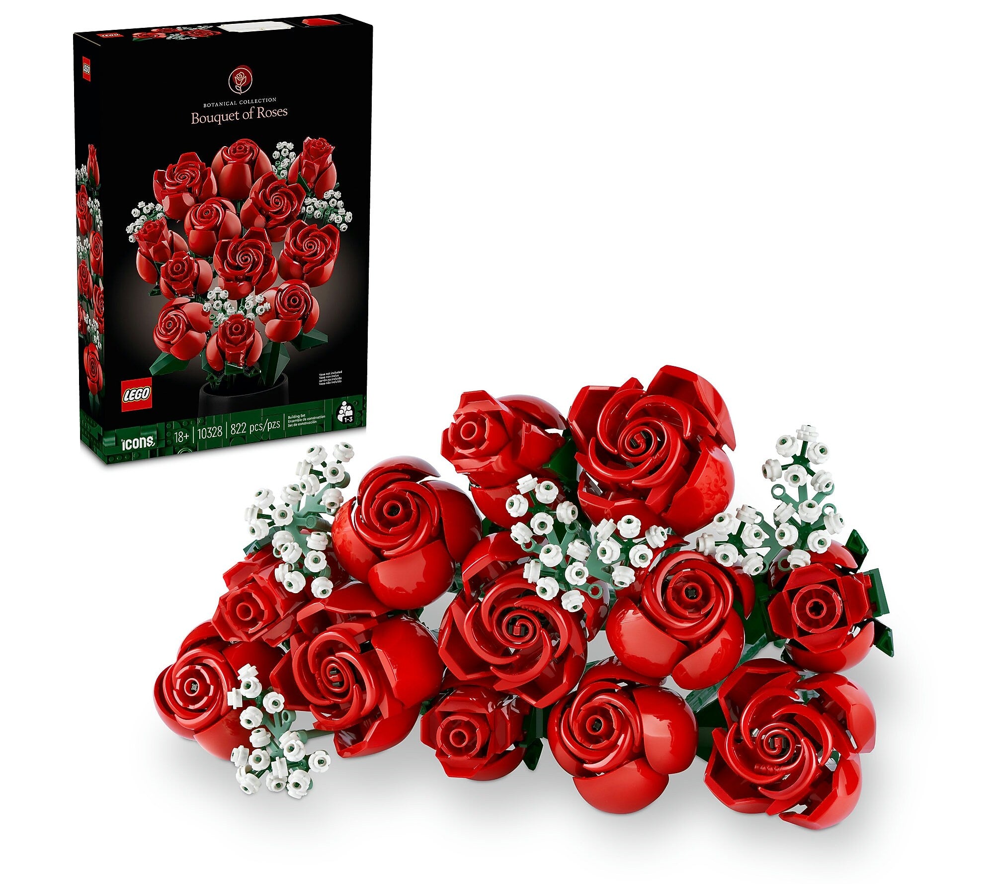 LEGO Botanicals Bouquet of Roses, 822 Pieces (10328)