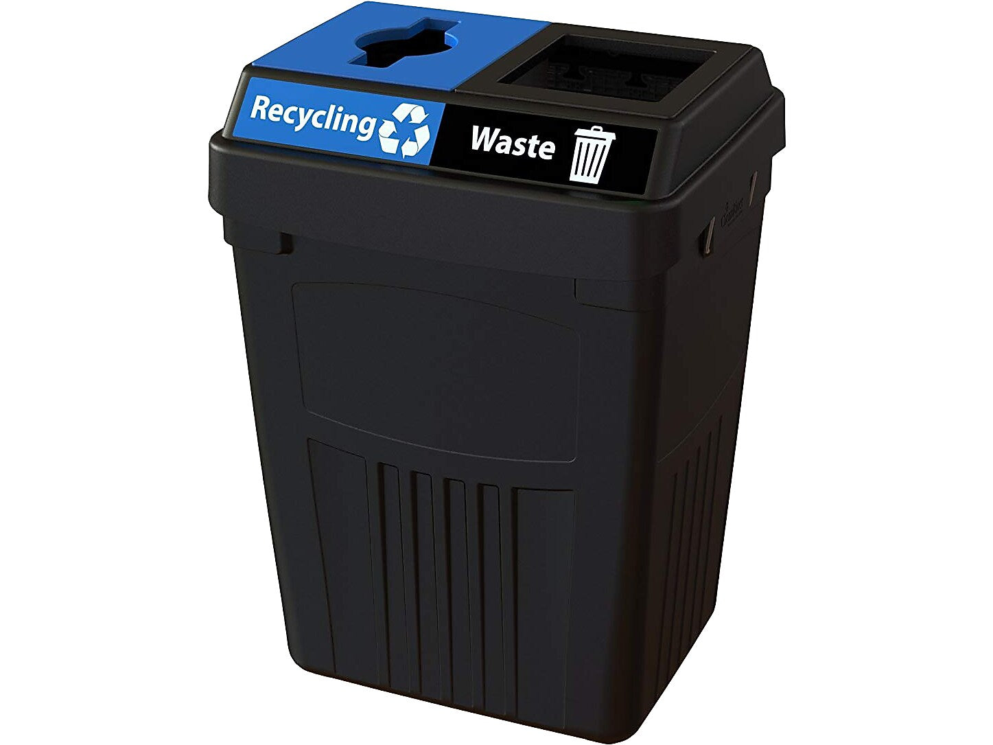 CleanRiver FlexE Plastic Dual-Stream Recycling Station, 50 Gallon, Black (FX50A-BK2-R-BE-W-BK)