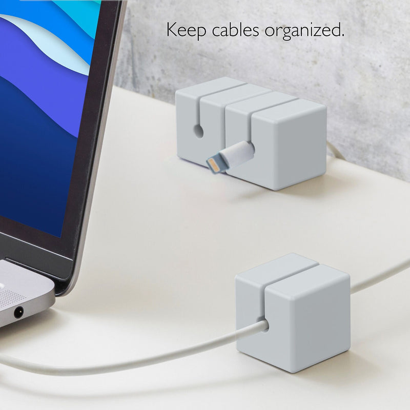 Function101 Cable Blocks, Magnetic Cable Organizers, Gray, 3/Pack (F101-CBXG3)