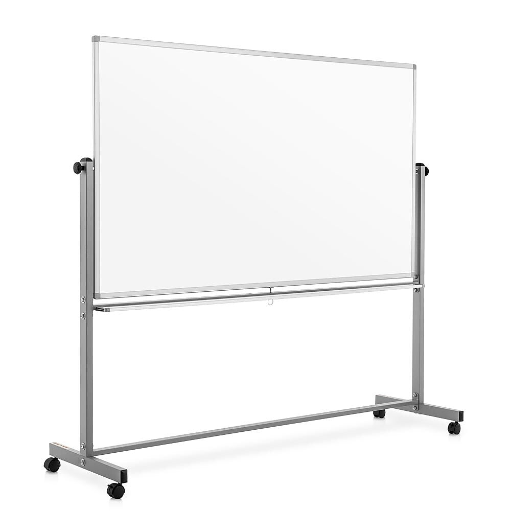 Luxor Double Sided Magnetic Porcelain Mobile Dry-Erase Whiteboard Easel, Aluminum Frame, 72"W x 40"H (DEMW002)