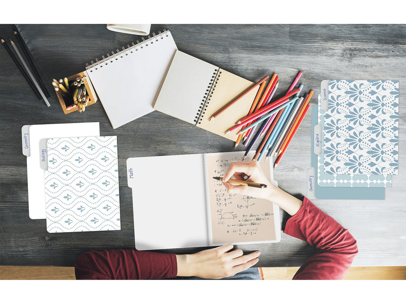 Better Office Soft Floral Tile Heavy-Duty File Folders, 1/3-Cut Tab, Letter Size, Paper Stock, 18/Pack (80033-18PK)