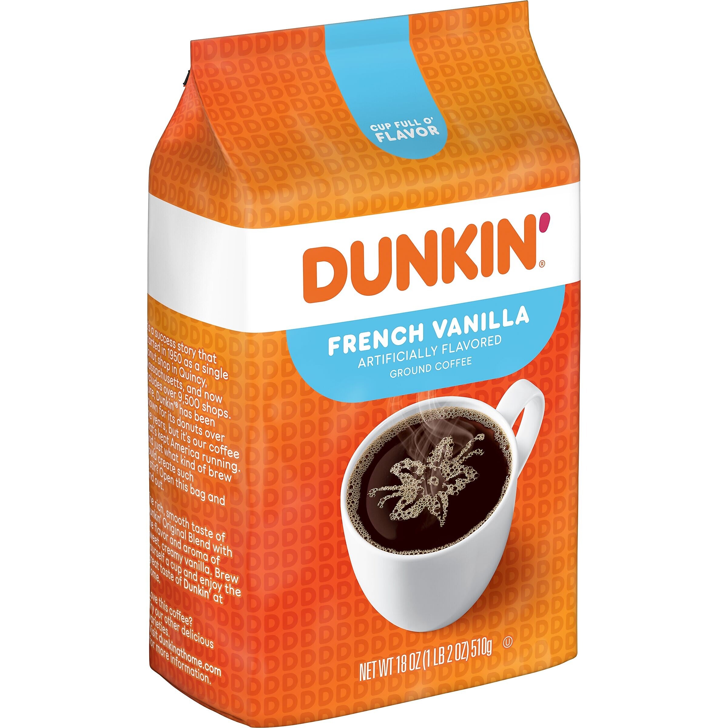 Dunkin' French Vanilla Ground Coffee, Medium Roast, 18 oz., Each (8133400680)