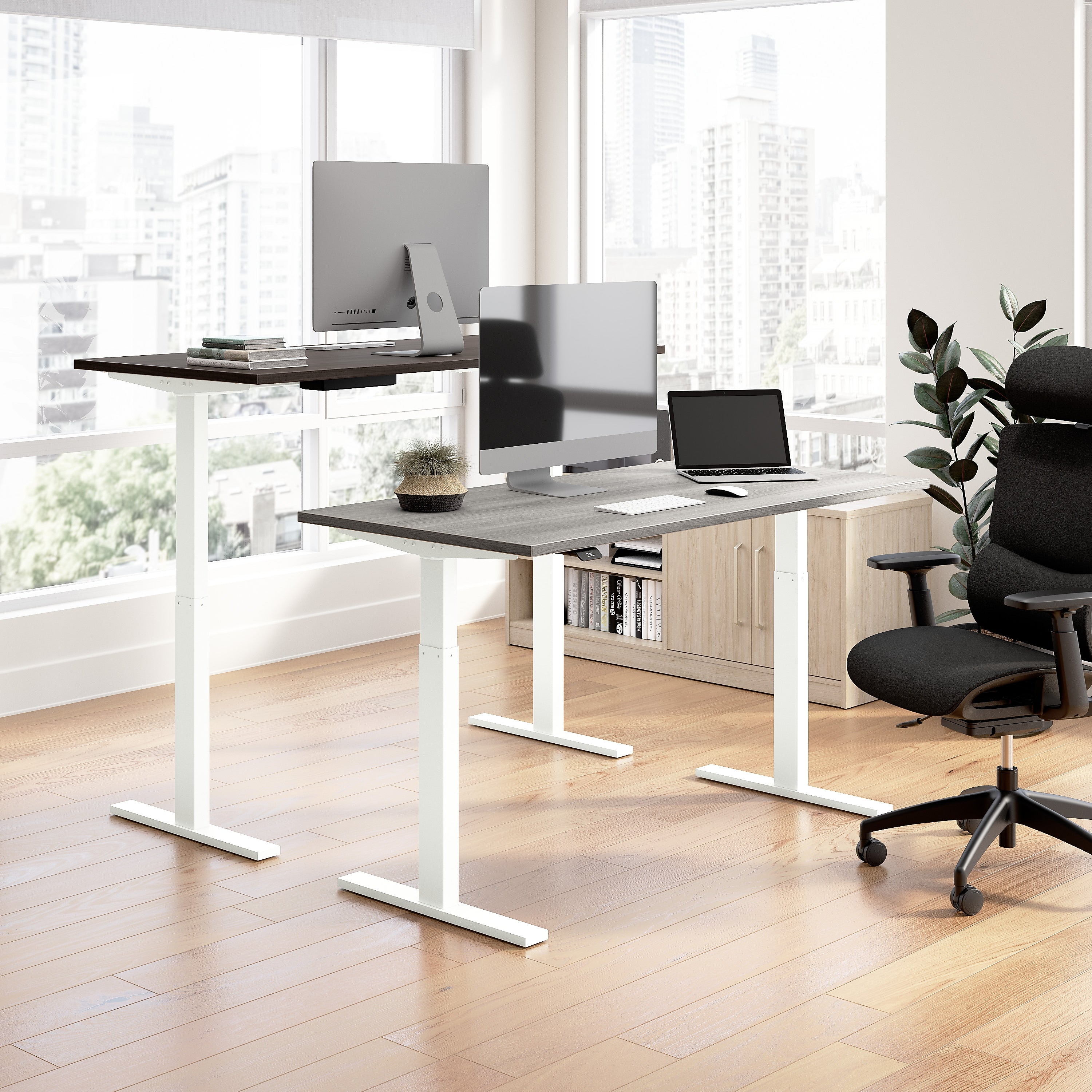 Bush Business Furniture Move 60 Series 72"W L Shaped Adjustable Standing Desk, Platinum Gray (M6SL7278PGSK)