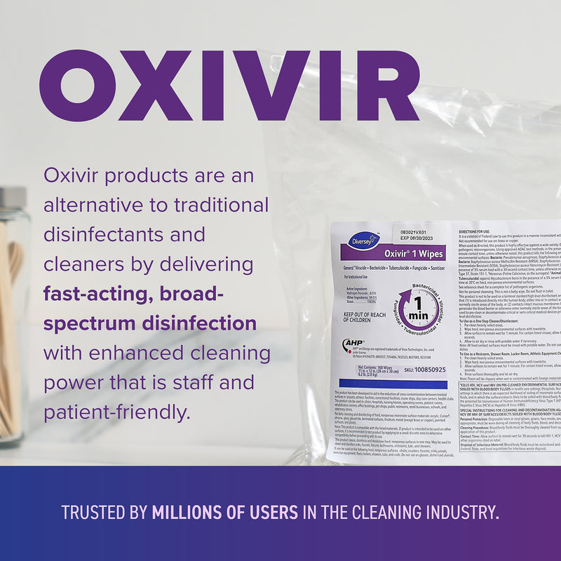 Diversey Oxivir Tb Disinfecting Wipes Refill, Fresh Citrus Scent, 160 Wipes/Container, 4/Carton (100823906)