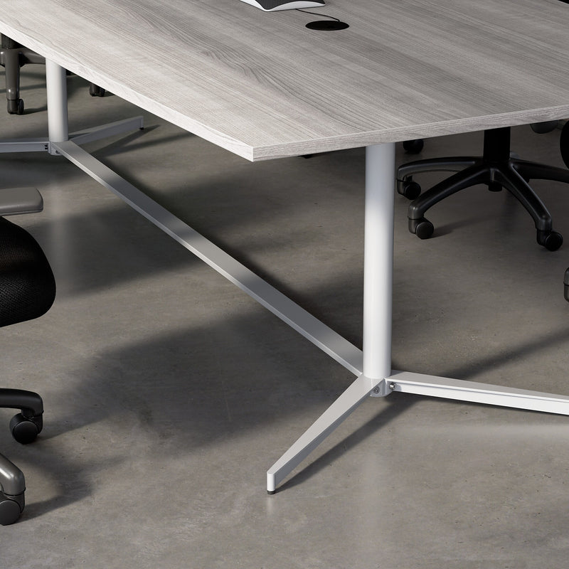 Bush Business Furniture 120W x 48D Boat Shaped Conference Table with Metal Base, Platinum Gray (99TBM120PGSVK)
