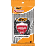 BIC Prevaguard Round Stic Ballpoint Pen, Medium Point, Black Ink, 8/Pack (GSAMP81-BLK)
