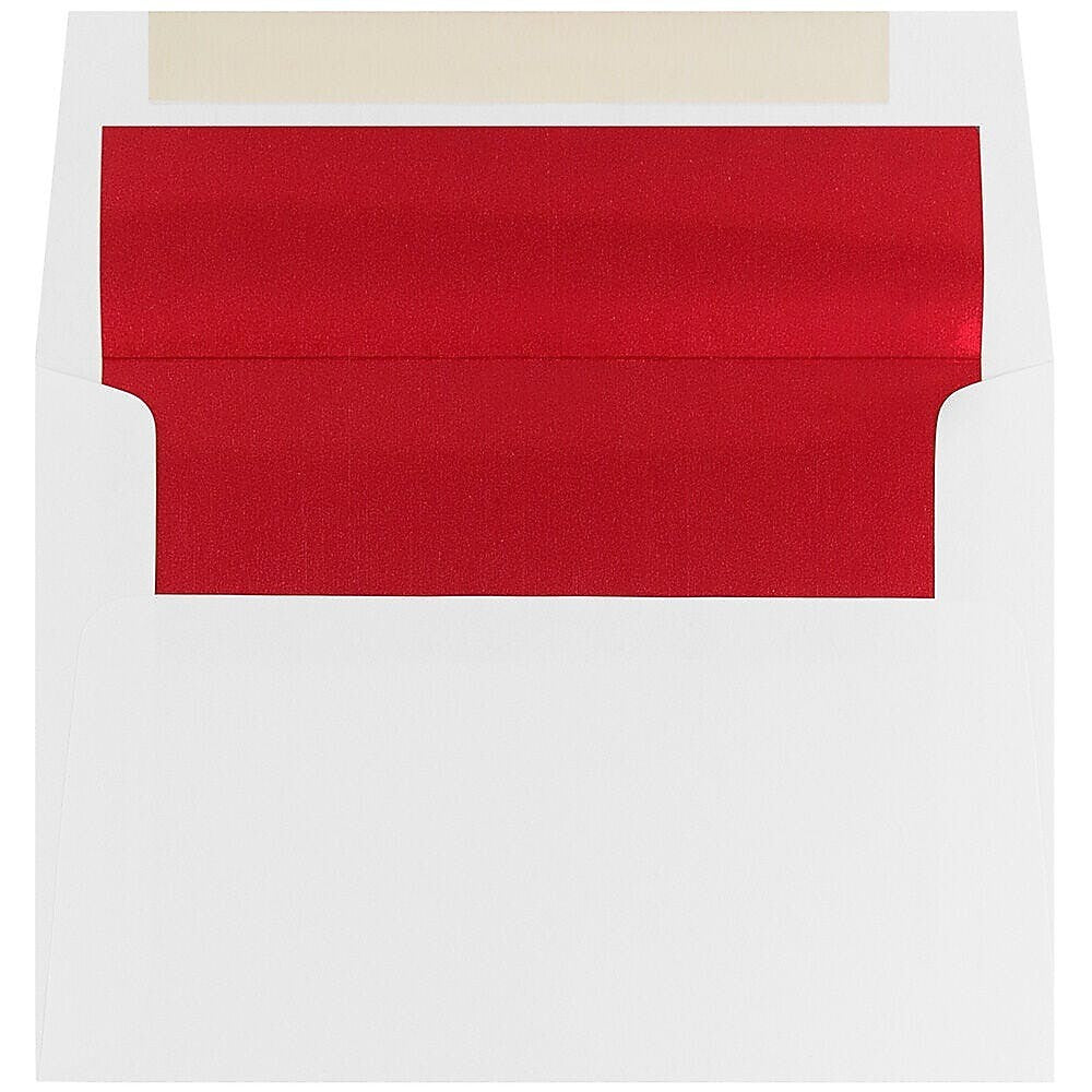JAM Paper A8 Invitation Envelope, 5 1/2" x 8 1/8", White with Red Foil, 100/Pack (3243657d)