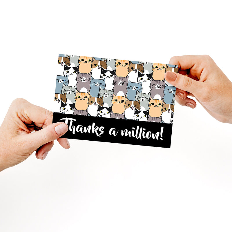 Great Papers Thanks a Million Cats General Use Thank You Notecard Kits, Multicolored, 24/Pack (2025025)