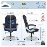 Serta Amplify Ergonomic Faux Leather Swivel Executive Chair, Blue (43673B)