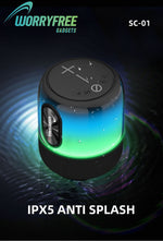 Worryfree Gadgets WSC-01 Wireless Bluetooth Portable Speaker with Microphone, Water Resistant, Black (WSC01-BLK)