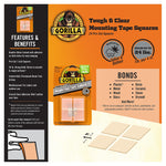 Gorilla Tough & Clear Double-Sided Mounting Tape Squares, 1" x 1", 24/Pack, Clear (6067202)