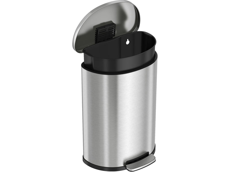 HLS Commercial Stainless Steel Trash Can with Hinged Lid, 13.2-Gallon, Silver (HLSS13DFR)