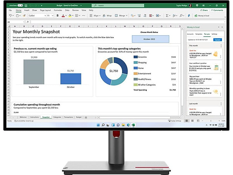 Lenovo ThinkVision P27h-30 27" WLED Monitor, Black (63A1ZAR1US)