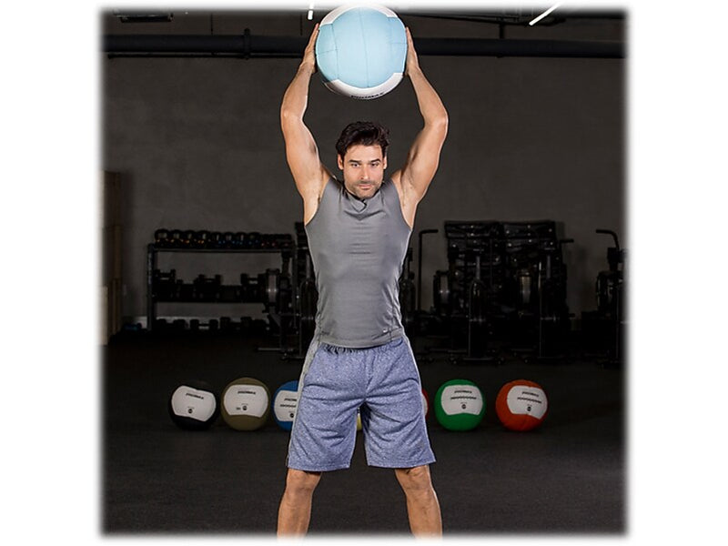 Champion Sports RHINO Promax Medicine Ball, Light Blue/White, 14 Lbs. (RPX14)