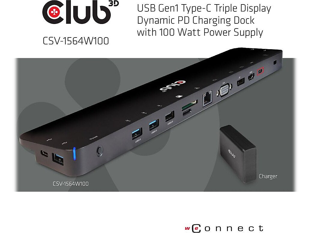 Club 3D Triple Display Charging Docking Station (CSV-1564W100)
