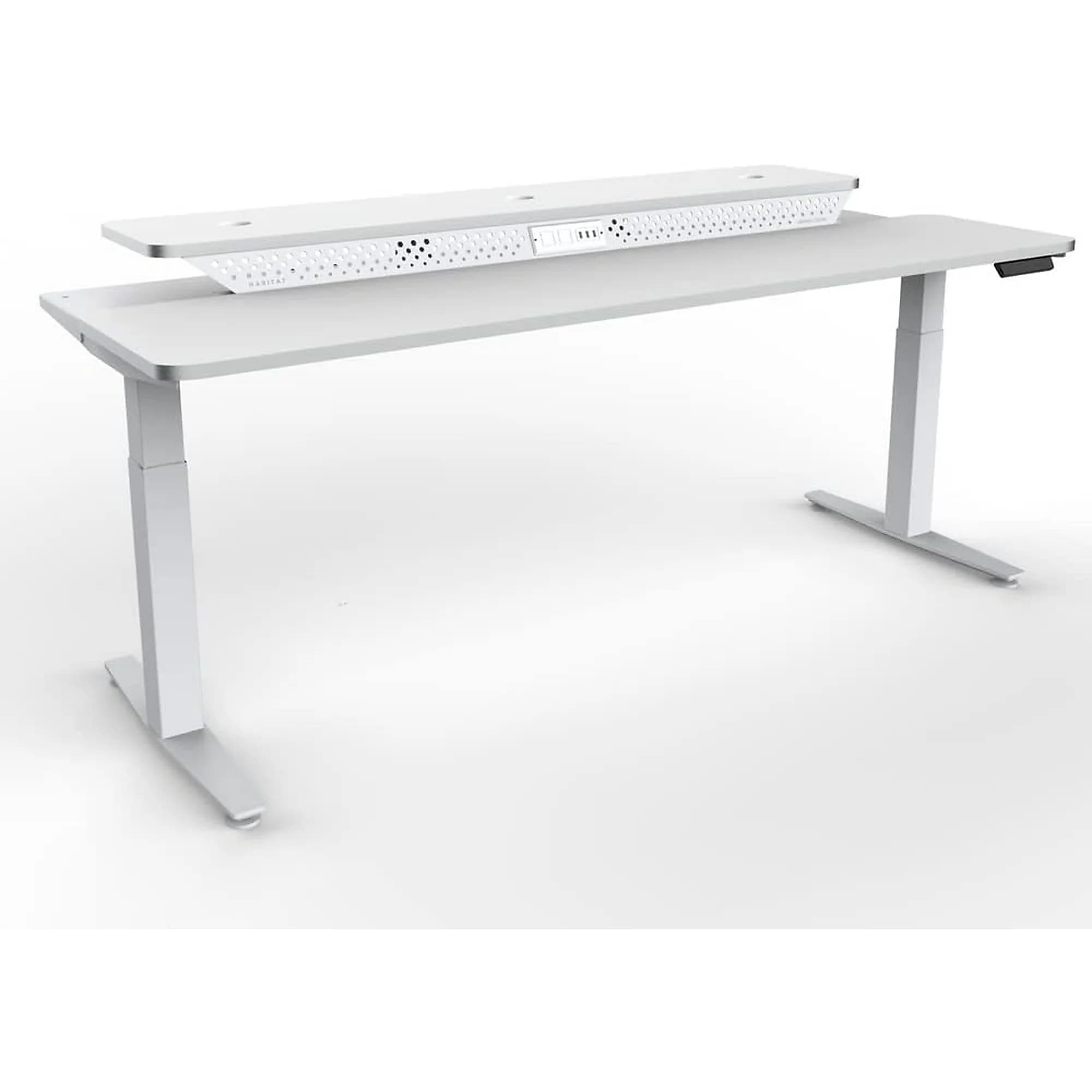 VersaDesk PowerLift Split-Level 60"W Electric Rectangular Adjustable Standing Desk, White (PL2SD6030-WW)