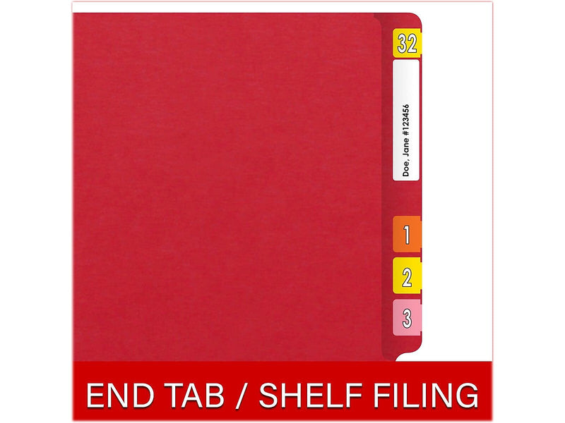 Medical Arts Press Heavy-Duty End Tab File Folder, Straight Cut, Letter-Size, Red, 40/Box (S-09459-RED)