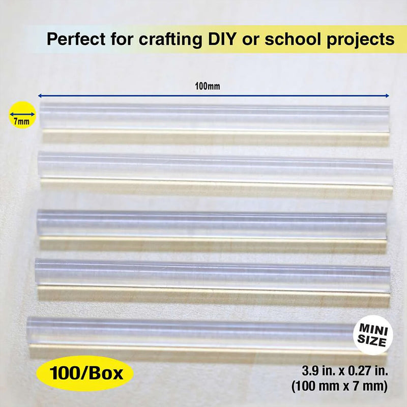 Bazic Dual-Temp Mini Hot Glue Sticks, Clear, 100/Pack, 2 Packs/Bundle(BAZ2091-2)