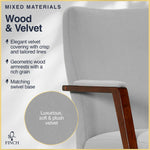 Finch NEO ONE Ergonomic Velvet Fabric/Wood Swivel Executive Chair, Gray (52304-GRY)