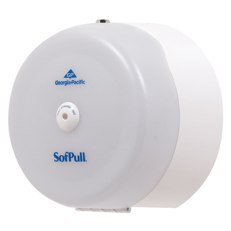 Georgia-Pacific SofPull® High-Capacity Centerpull Bathroom Tissue Dispenser, Translucent White, 10.5"W x 6.75"D x 10.5"H