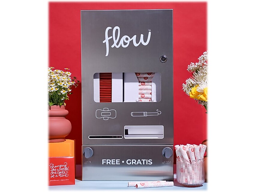 Aunt Flow Model O Stainless Steel Tampon and Pad Dispenser, Steel/White (AF-DISP-OWMS-1)