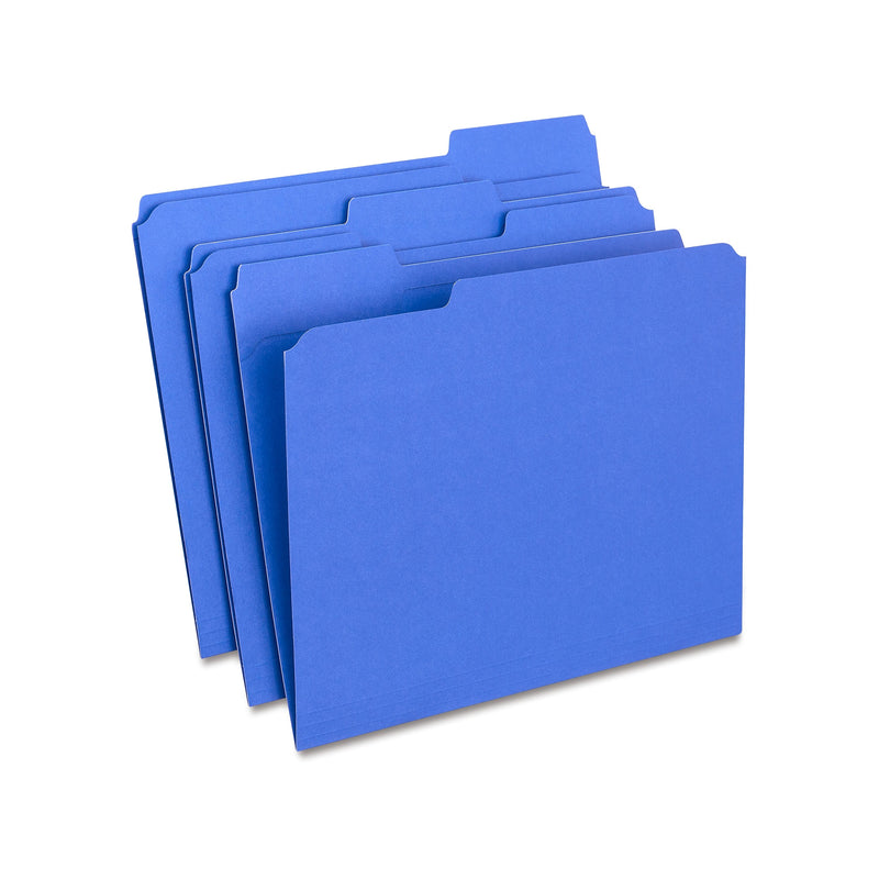 Staples Reinforced File Folders, 1/3-Cut Tab, Letter Size, Blue, 100/Box (ST508911-CC)