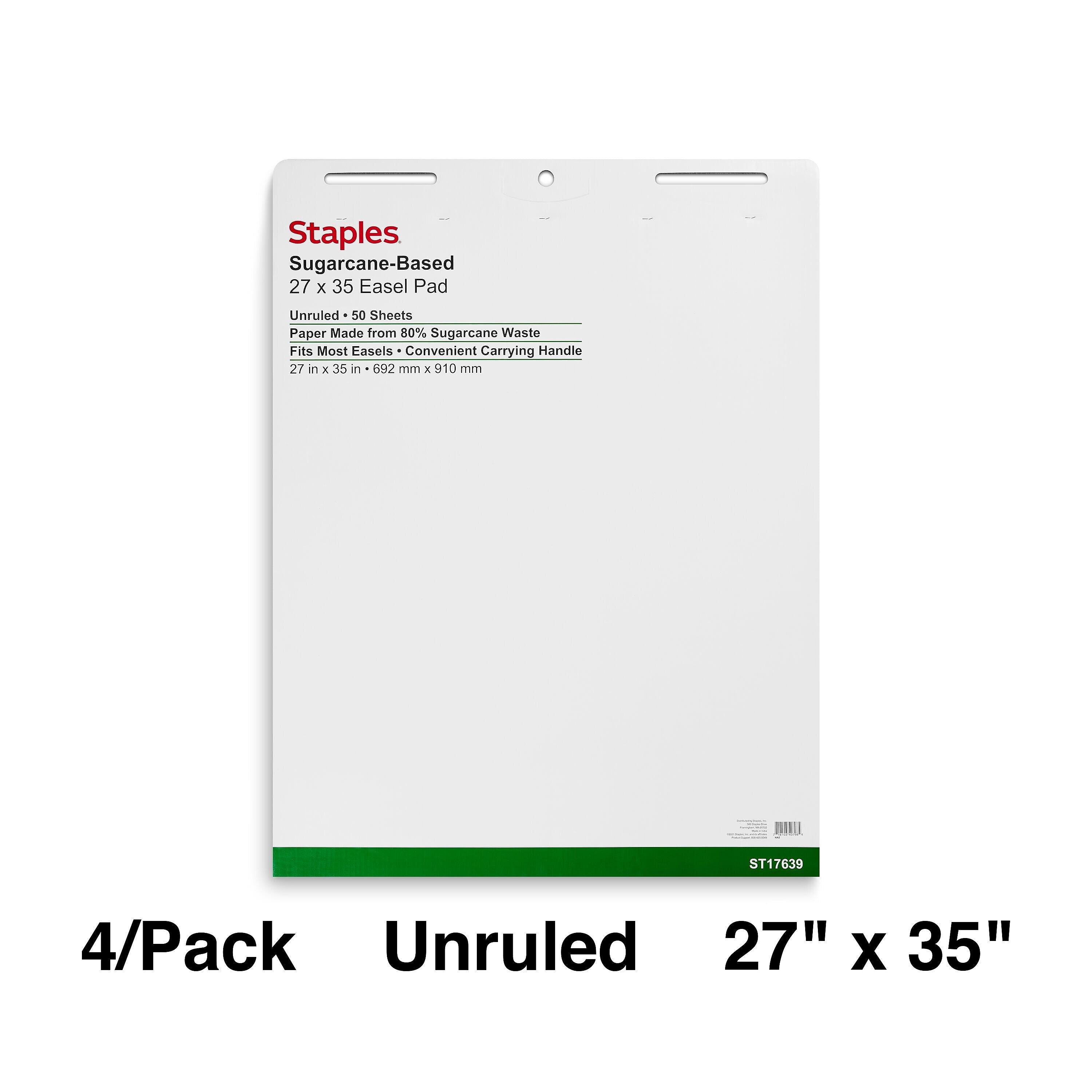 Staples Easel Pads, 27" x 35", White, 50 Sheets/Pad, 4 Pads/Carton (ST17639)