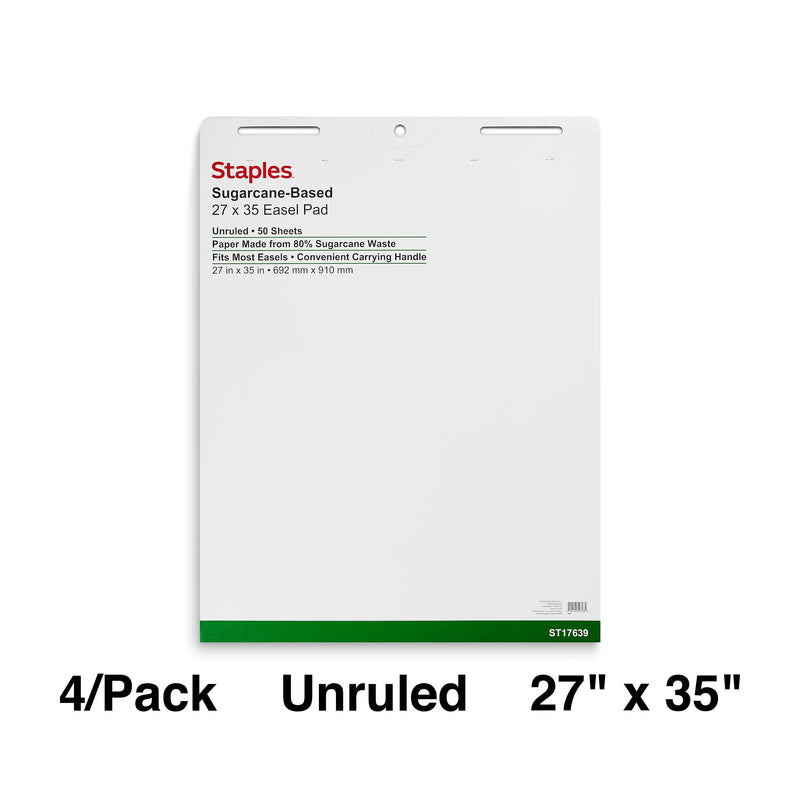 Staples Easel Pads, 27" x 35", White, 50 Sheets/Pad, 4 Pads/Carton (ST17639)