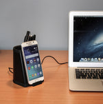 M-Edge Power Cup 5-Watt Wireless Charging Pen Cup and Stand, Magnetic USB to MicroUSB Charging Cable, Black (CH-PCP-P-B)