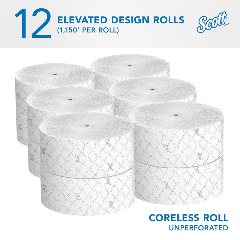 Scott Essential JRT Recycled Coreless Toilet Paper, 2-Ply, White, 12 Rolls/Case (07006)