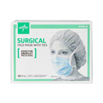 Medline Disposable Surgical Face Masks with Ties, One Size, Blue, 50/Box (NON27377Z)