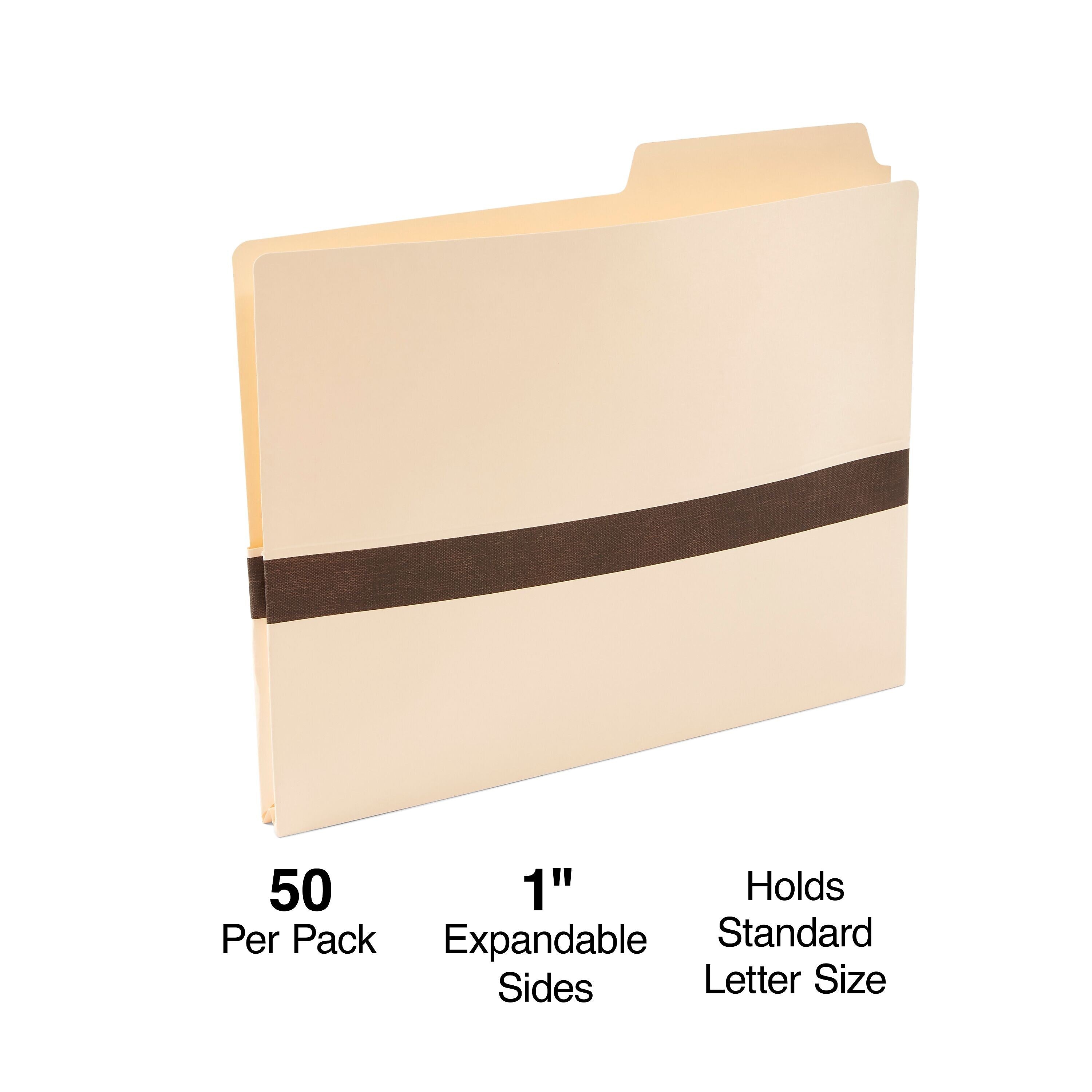 Staples File Pocket, 1" Expansion, Letter Size, Manila, 50/Box (18818)