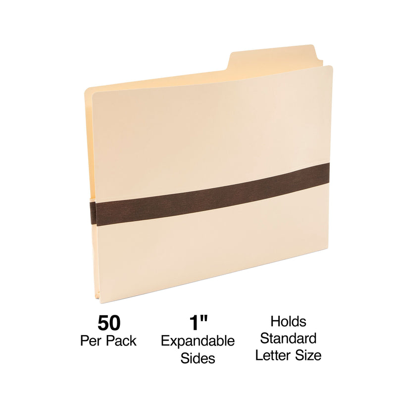 Staples File Pocket, 1" Expansion, Letter Size, Manila, 50/Box (18818)