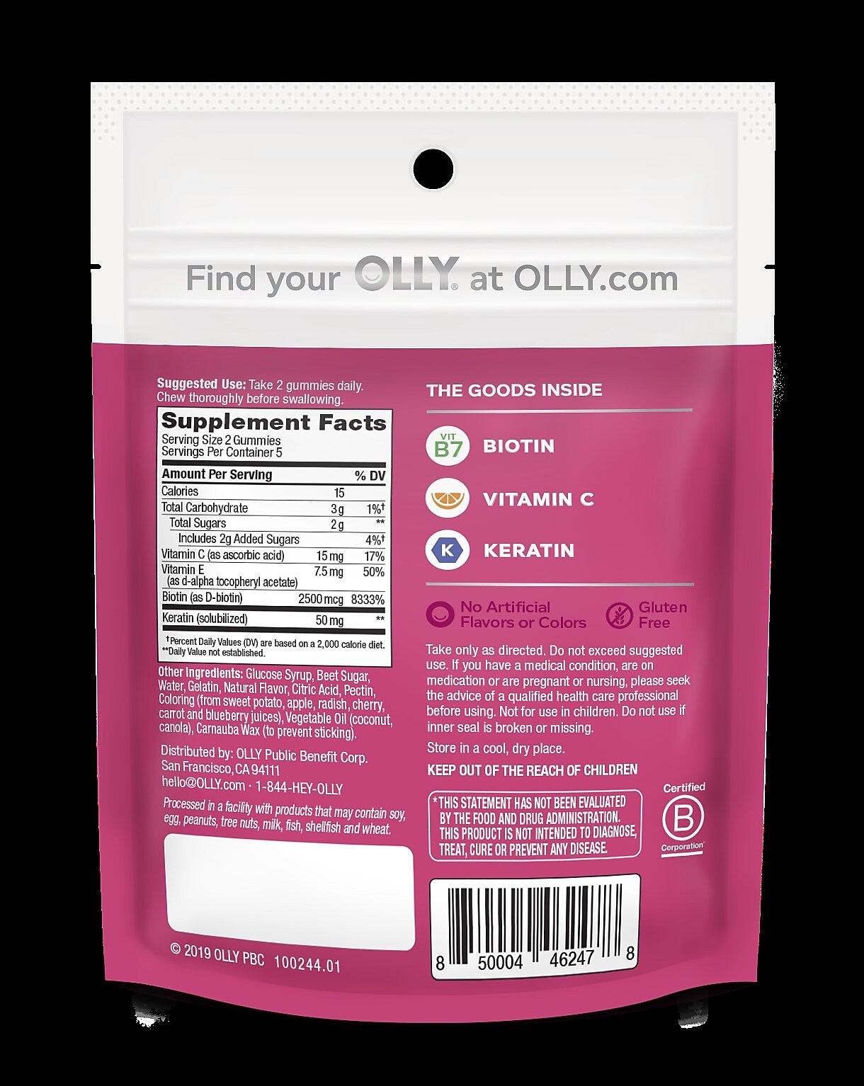 OLLY Active Immunity Vitamin Gum, Berry Brave, 9/Pack (46296)
