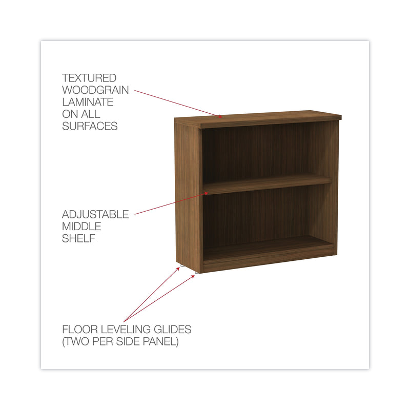 Alera Valencia 29.5"H 2-Shelf Bookcase with Adjustable Shelf, Modern Walnut (ALEVA633032WA)