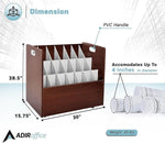 AdirOffice 21-Slot Mobile Roll File, 28.5"H x 30"W x 15.75"D, Mahogany (625-MA-KIT1)