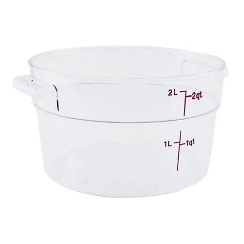 Cambro 2 Qt. Camwear® Food Storage Container, 8 3/16"  D X 4 3/16" H, Clear (RFSCW2135)