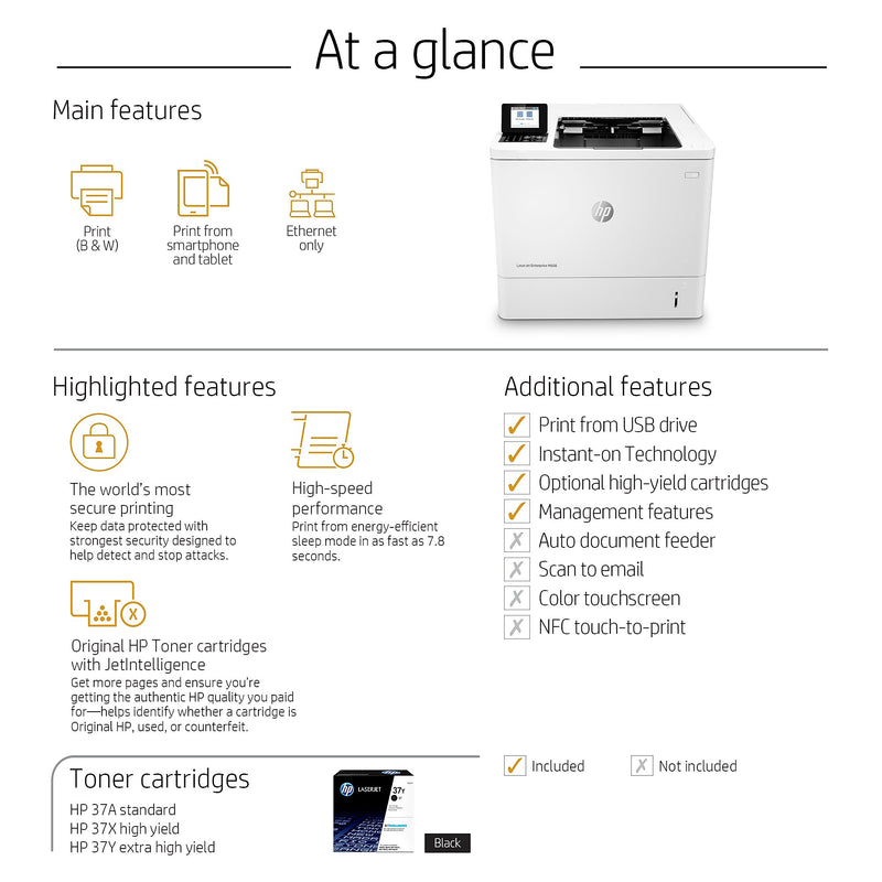 HP LaserJet Enterprise M608n K0Q17A#BGJ USB & Network Ready Black & White Printer