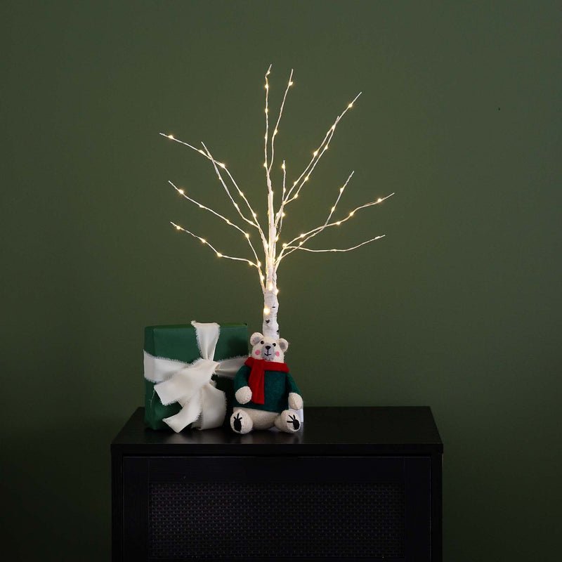 Nearly Natural 2-ft Pre-Lit Artificial White Birch Tree with 60 Warm White LED Lights (T4906)
