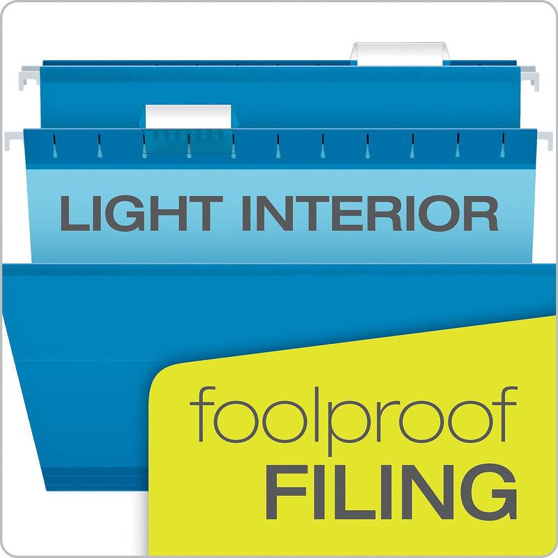 Pendaflex Reinforced Hanging File Folders, 1/5 Tab, Letter Size, Blue, 25/Box (04152 1/5 BLU)