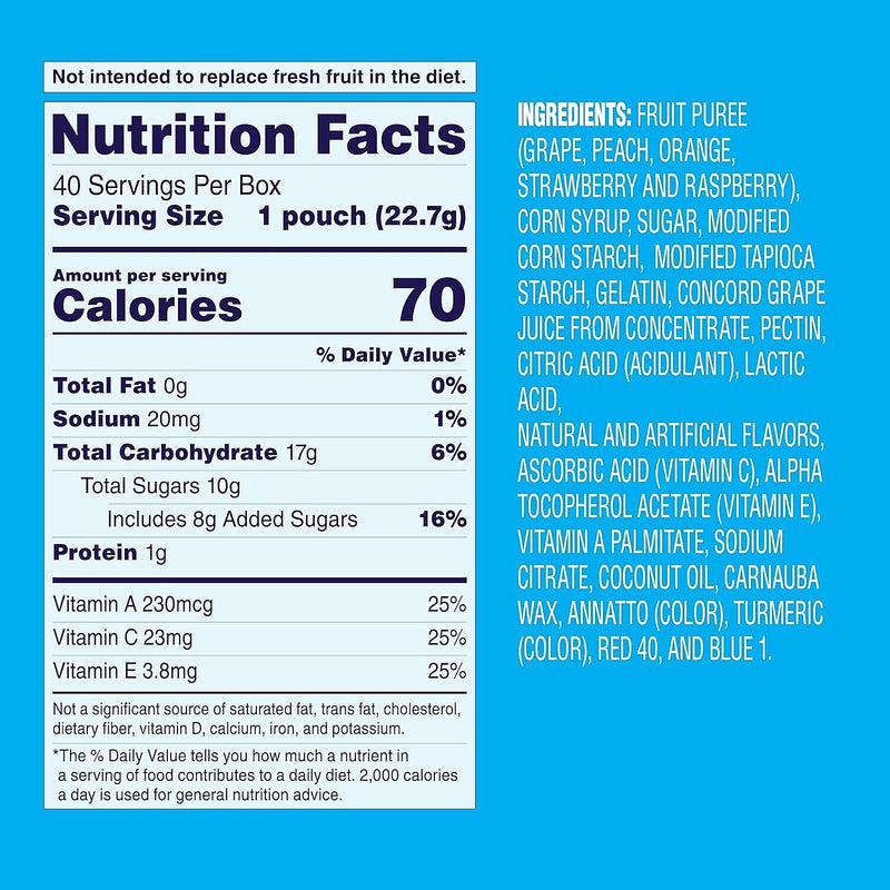 Welch's Gluten Free Mixed Fruit Snacks Gummies, 0.8 oz., 40/Box (PIM84068)