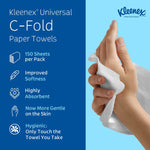 Kleenex Recycled C-Fold Paper Towels, 1-Ply, 150 Sheets/Pack, 16 Packs/Carton (01500)