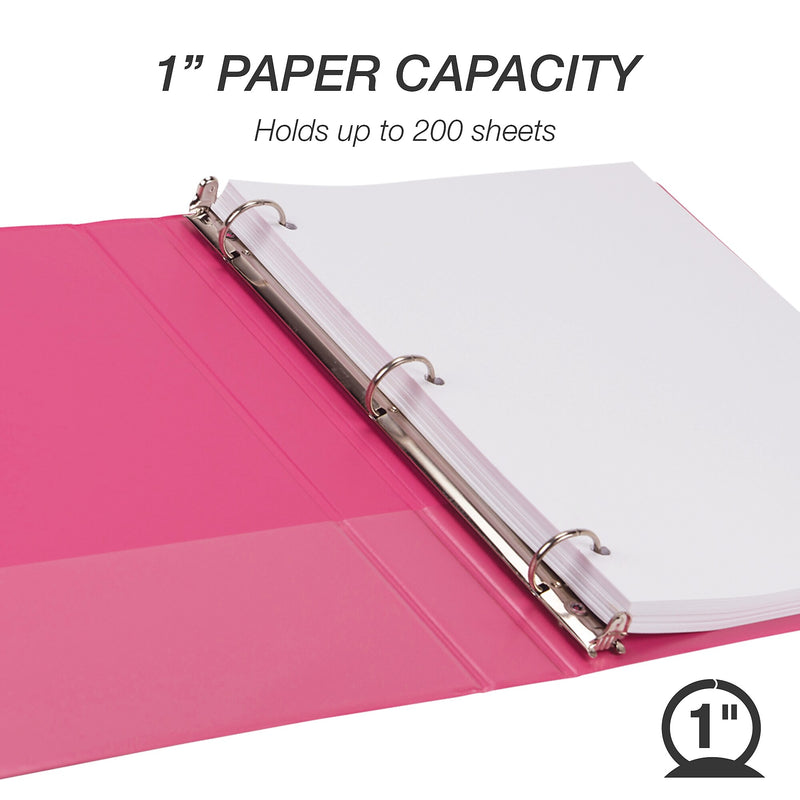Samsill Earth's Choice Plant-Based 1" Durable View Binders, 3-Ring, Made in USA, Assorted Fashion Colors, 4/Pack (MP48639)