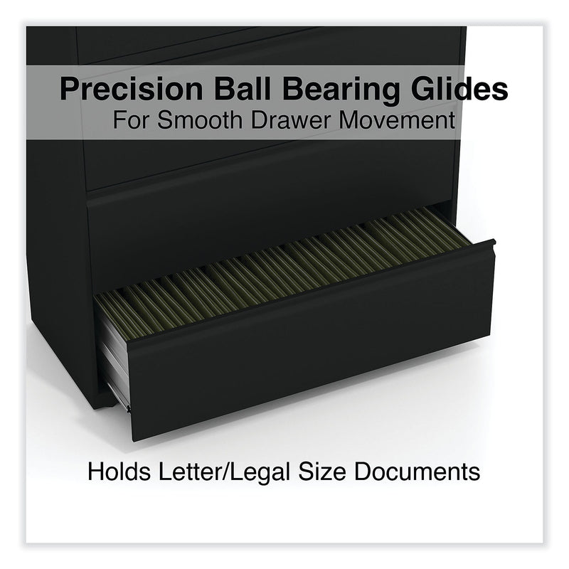 Alera 5-Drawer Lateral File Cabinet, Letter/Legal Size, Lockable, 67.63"H x 42"W x 18.63"D, Black (ALEHLF4267BL)