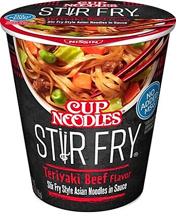 Nissin Stir Fry Noodles, Teriyaki Beef Flavor, 3 oz., 6/Carton (42401)