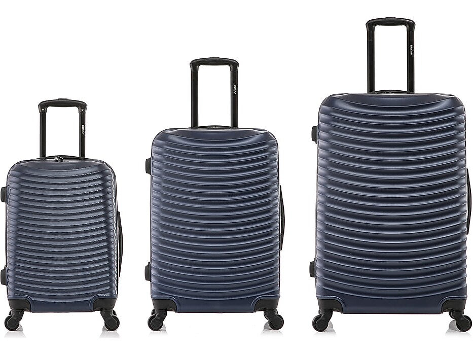 DUKAP Adly 3-Piece Hardside Spinner Luggage Set, TSA Checkpoint Friendly, Navy Blue (DKADLSML-BLU)