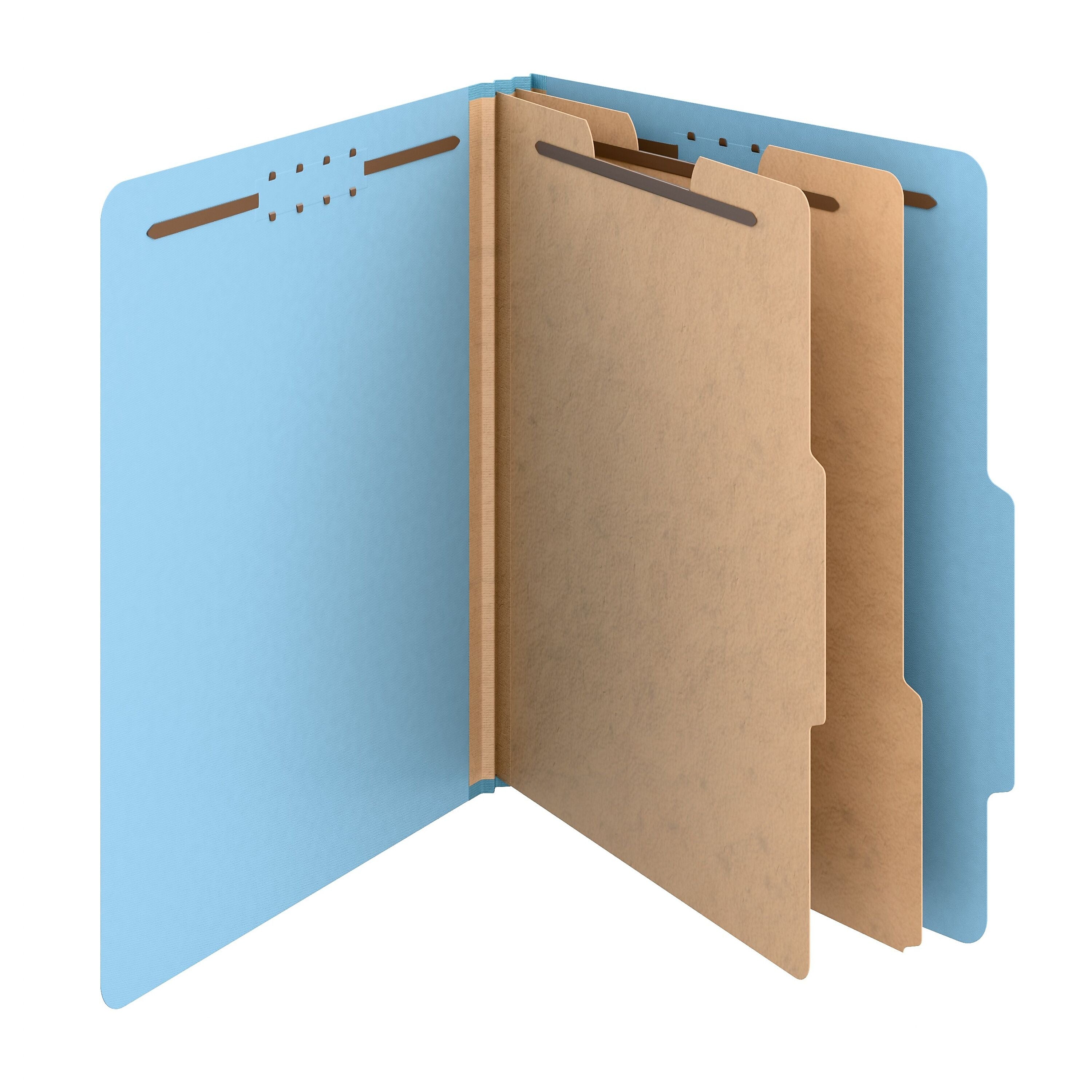 Staples Heavy Duty Pressboard Classification Folder, 2-Dividers, 2" Expansion, Letter Size, Light Blue, 10/Pack (ST62741)